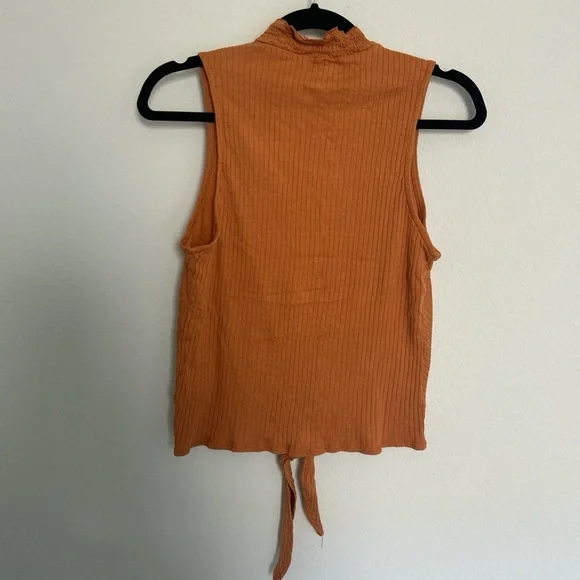 W5 Terracotta Sleeveless Blouse with Tie-Front - Picture 2 of 5